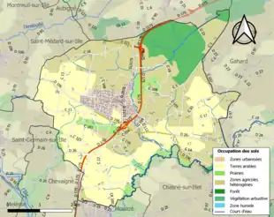 Carte en couleurs présentant l'occupation des sols.