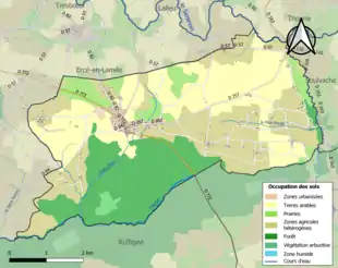 Carte en couleurs présentant l'occupation des sols.