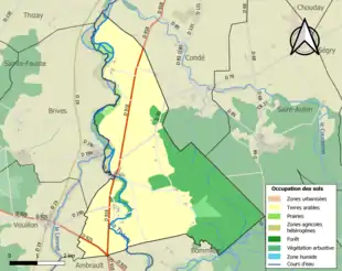 Carte en couleurs présentant l'occupation des sols.