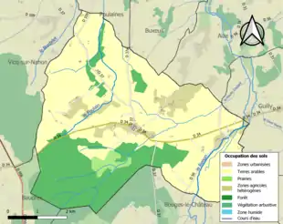 Carte en couleurs présentant l'occupation des sols.