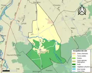 Carte en couleurs présentant l'occupation des sols.