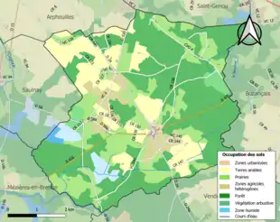 Carte en couleurs présentant l'occupation des sols.