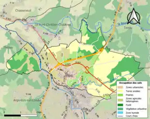 Carte en couleurs présentant l'occupation des sols.