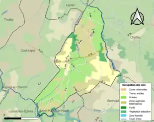 Carte en couleurs présentant l'occupation des sols.