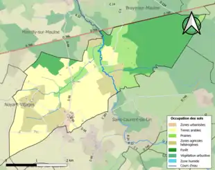 Carte en couleurs présentant l'occupation des sols.