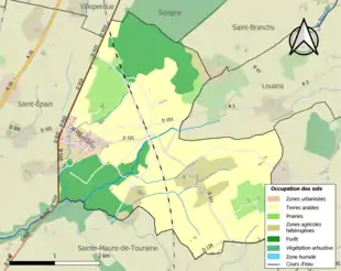 Carte en couleurs présentant l'occupation des sols.