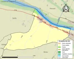 Carte en couleurs présentant l'occupation des sols.