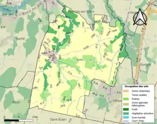 Carte en couleurs présentant l'occupation des sols.