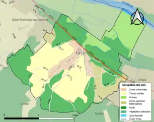 Carte en couleurs présentant l'occupation des sols.