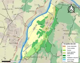 Carte en couleurs présentant l'occupation des sols.