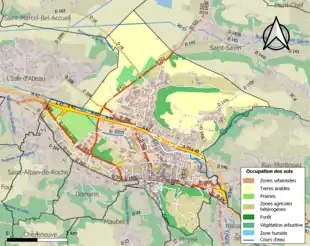 Carte en couleurs présentant l'occupation des sols.