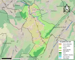 Carte en couleurs présentant l'occupation des sols.