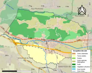 Carte en couleurs présentant l'occupation des sols.