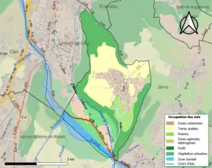 Carte en couleurs présentant l'occupation des sols.