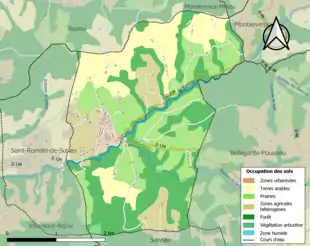 Carte en couleurs présentant l'occupation des sols.