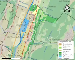 Carte en couleurs présentant l'occupation des sols.