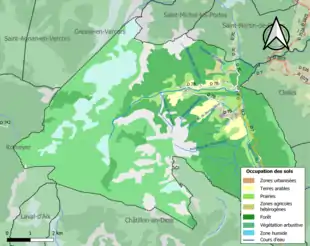 Carte en couleurs présentant l'occupation des sols.