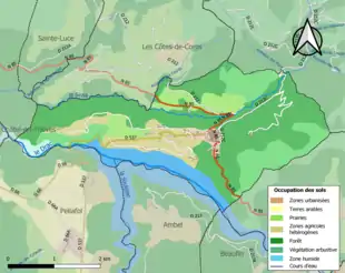 Carte en couleurs présentant l'occupation des sols.