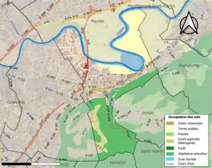 Carte en couleurs présentant l'occupation des sols.