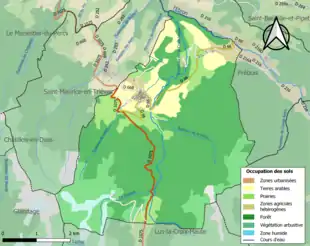 Carte en couleurs présentant l'occupation des sols.