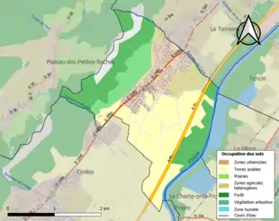 Carte en couleurs présentant l'occupation des sols.