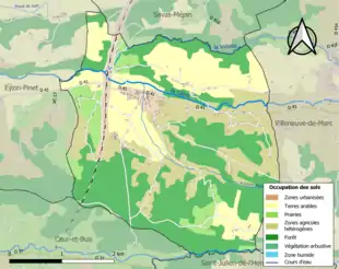 Carte en couleurs présentant l'occupation des sols.