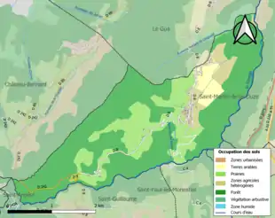 Carte en couleurs présentant l'occupation des sols.