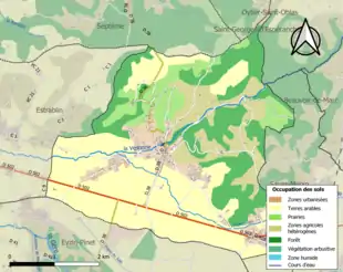 Carte en couleurs présentant l'occupation des sols.