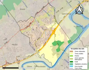 Carte en couleurs présentant l'occupation des sols.