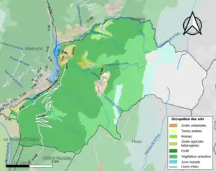 Carte en couleurs présentant l'occupation des sols.