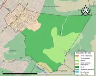 Carte en couleurs présentant l'occupation des sols.