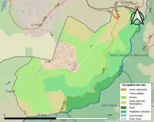 Carte en couleurs présentant l'occupation des sols.