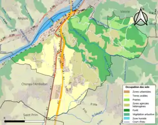 Carte en couleurs présentant l'occupation des sols.