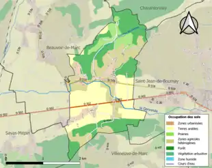 Carte en couleurs présentant l'occupation des sols.