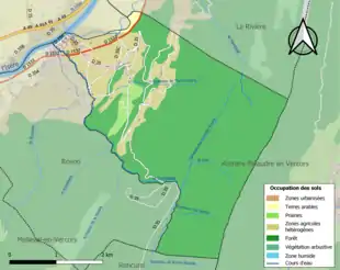 Carte en couleurs présentant l'occupation des sols.