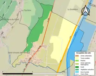 Carte en couleurs présentant l'occupation des sols.