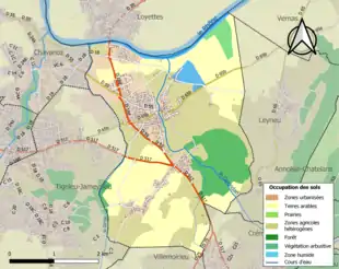 Carte en couleurs présentant l'occupation des sols.