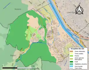 Carte en couleurs présentant l'occupation des sols.