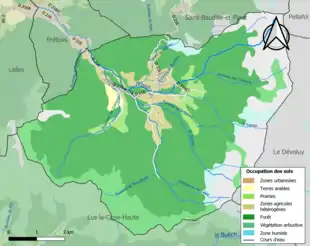 Carte en couleurs présentant l'occupation des sols.