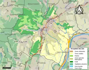 Carte en couleurs présentant l'occupation des sols.