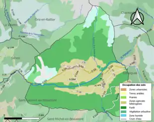 Carte en couleurs présentant l'occupation des sols.