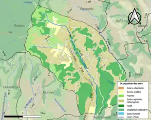 Carte en couleurs présentant l'occupation des sols.