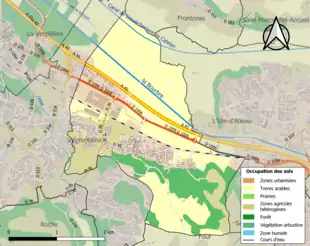 Carte en couleurs présentant l'occupation des sols.