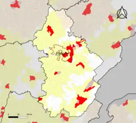 Localisation de l'aire d'attraction de Poligny dans le département du Jura.