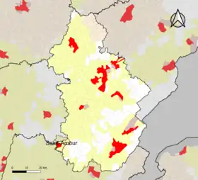 Localisation de l'aire d'attraction de Saint-Amour dans le département du Jura.