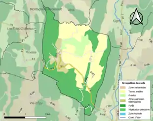 Carte en couleurs présentant l'occupation des sols.