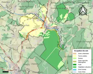 Carte en couleurs présentant l'occupation des sols.