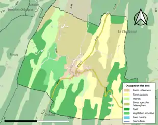 Carte en couleurs présentant l'occupation des sols.