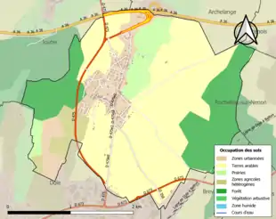 Carte en couleurs présentant l'occupation des sols.