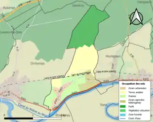 Carte en couleurs présentant l'occupation des sols.